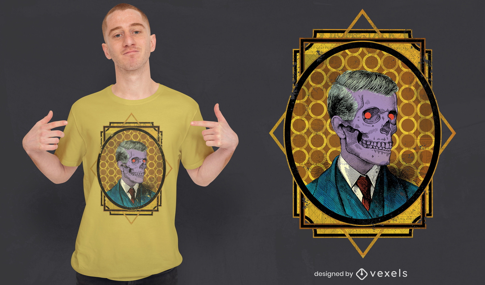 Vintage skull portrait t-shirt design