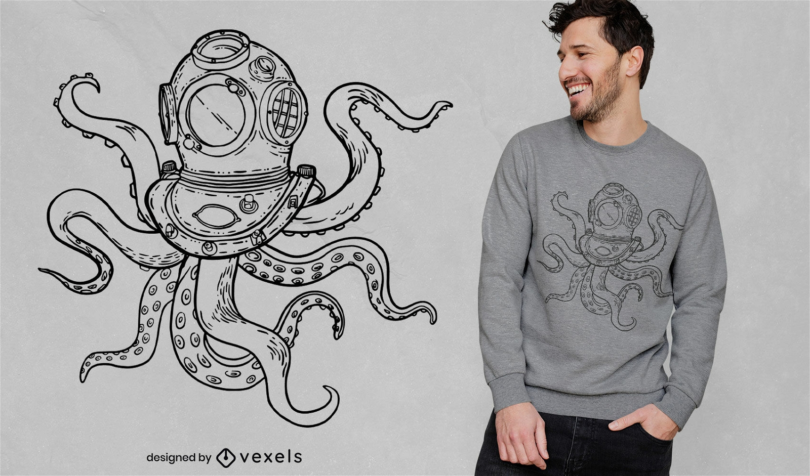 Scuba diving octopus t-shirt design