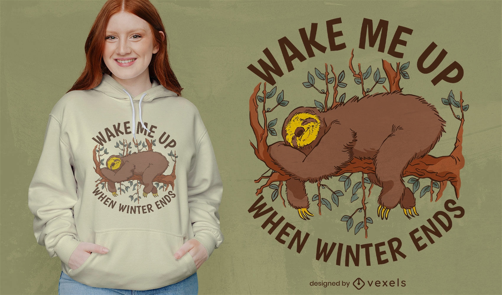 Design de camiseta com citação de inverno de preguiça