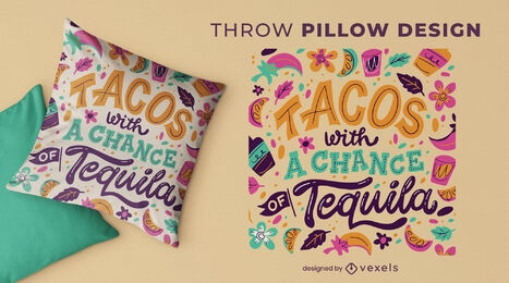 5th of May tacos and tequila throw pillow design