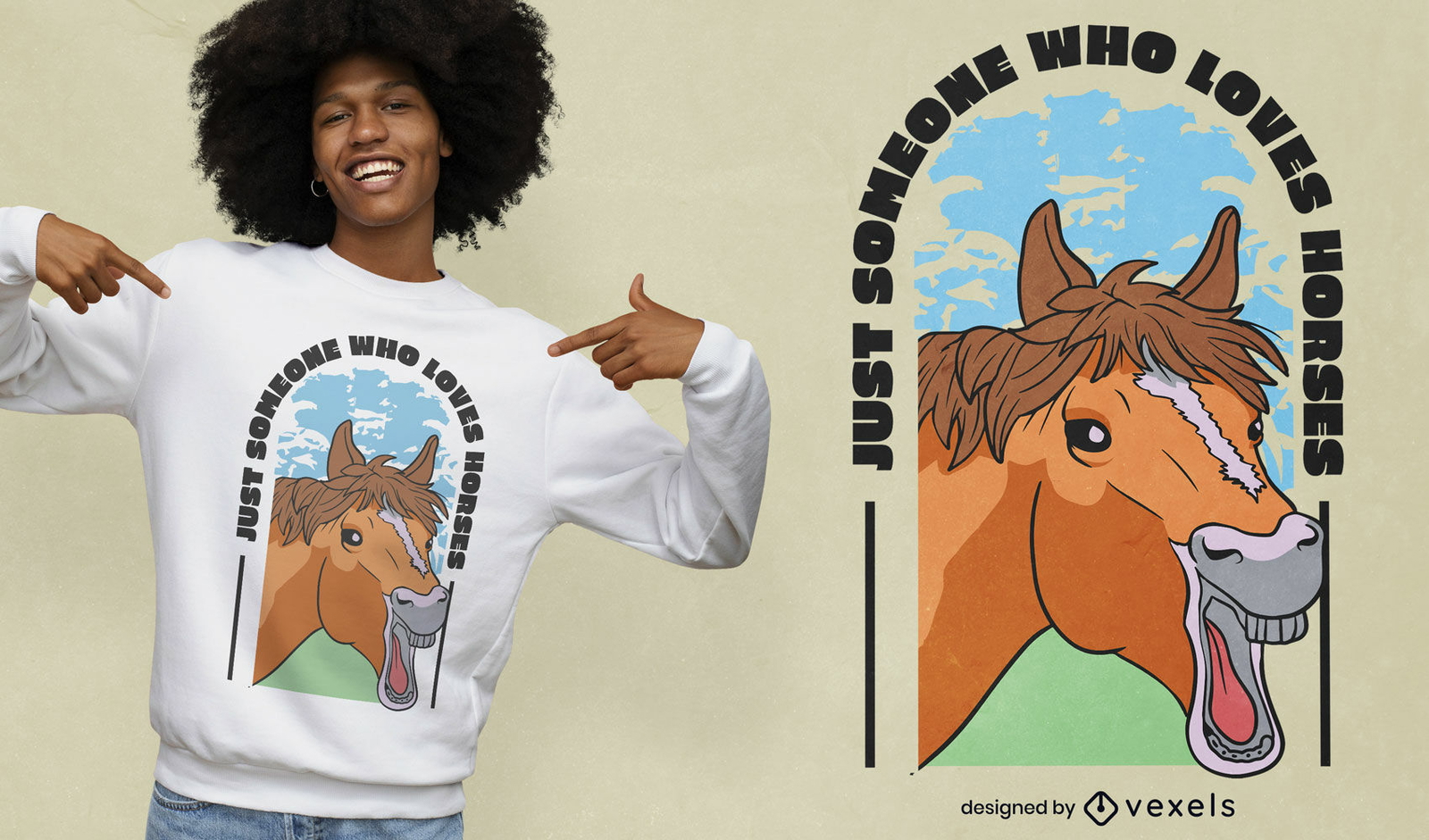 Diseño divertido de camiseta de risa de animal de caballo