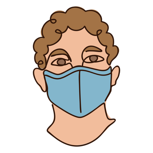 Máscara de atención médica paciente línea continua personas