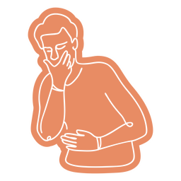 Cuidado de la salud dolor de estómago línea continua personas recortadas Diseño PNG