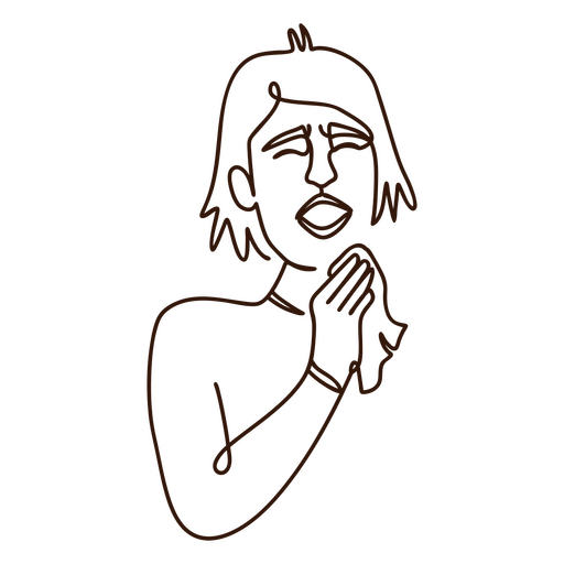 Health coughing patient continuous line simple people PNG Design