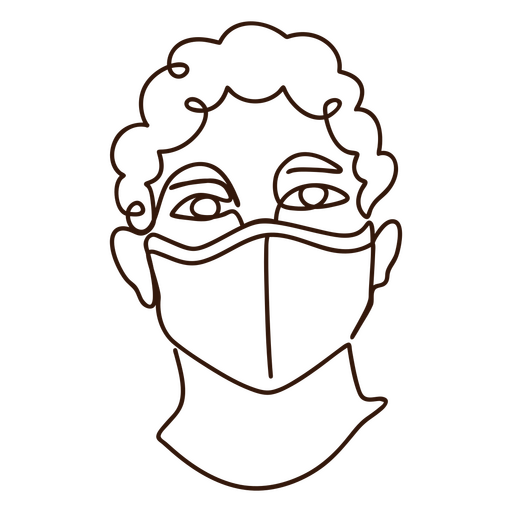 Linha contínua paciente mascarada de saúde pessoas simples Desenho PNG