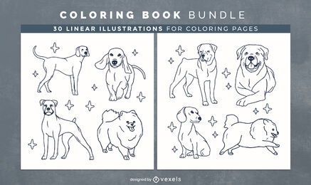 Diseño de páginas de libro para colorear de razas de perros