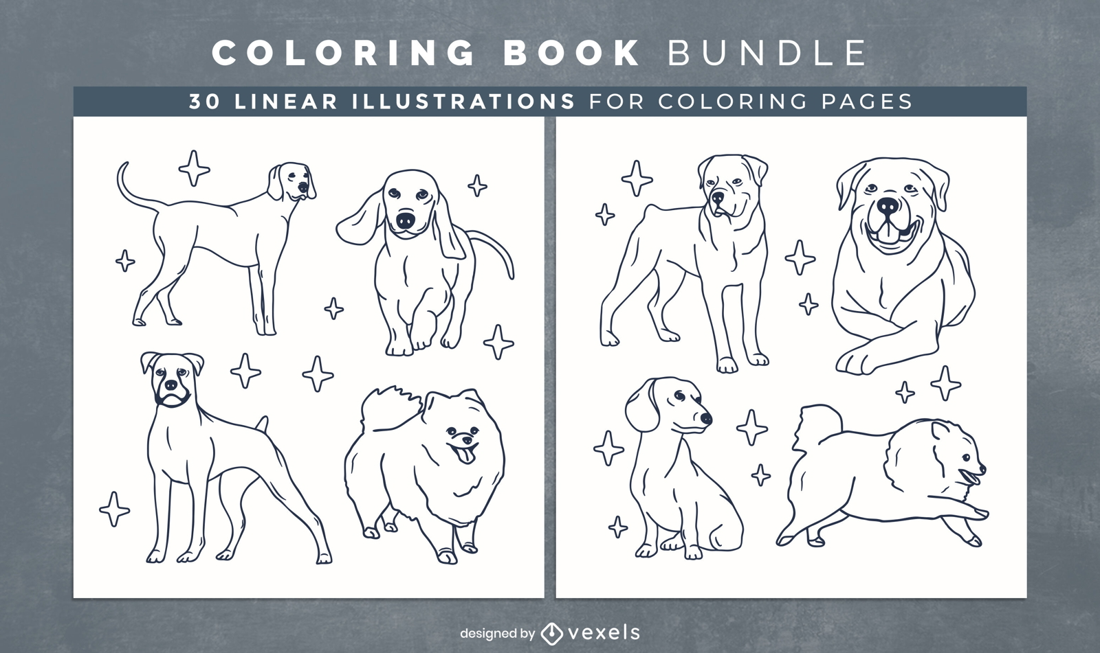 Design de páginas de livro para colorir de raças de cães