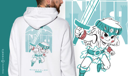 Garoto nativo com design de camiseta de espada