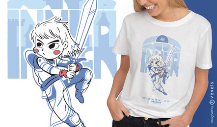 Kid with sword fighting t-shirt design
