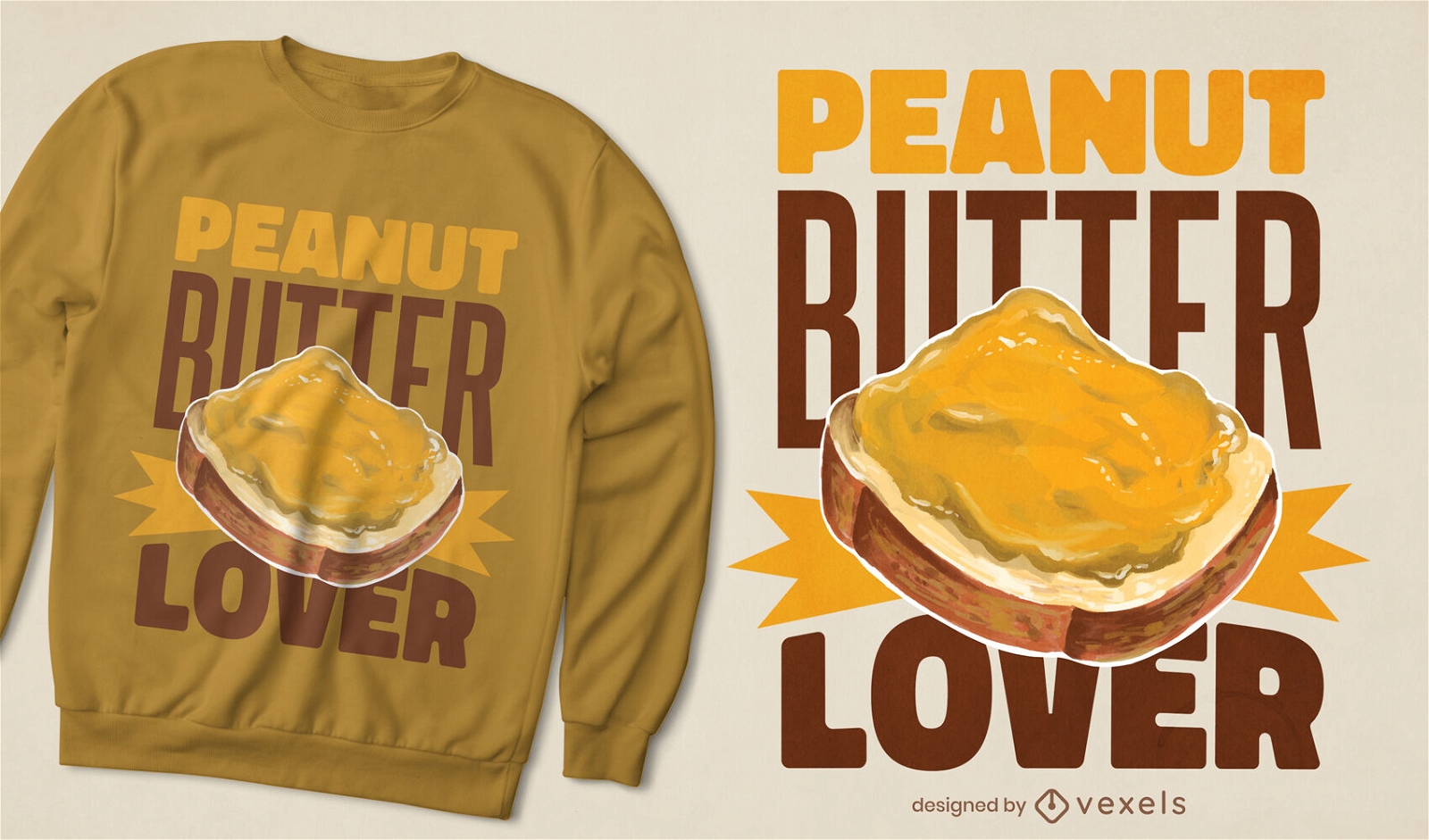 Diseño de camiseta de pan con mantequilla.