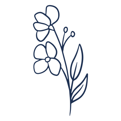 Einfache Strichblumen PNG-Design