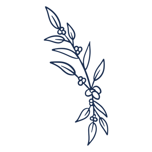 Curso simples deixa ornamento de planta de flores Desenho PNG