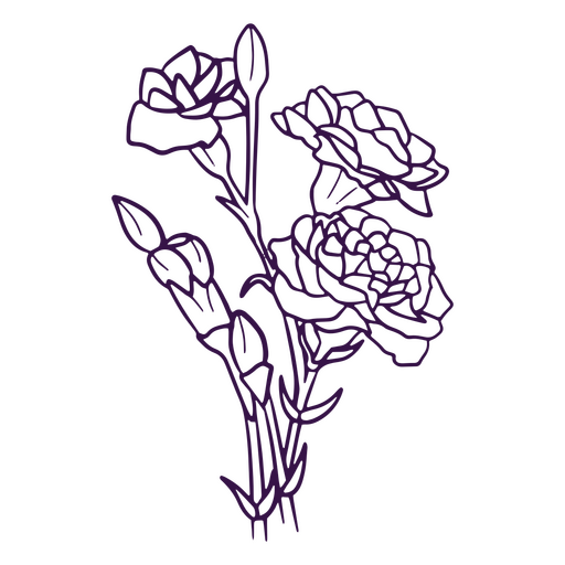 Flores de peonía de arte de línea simple Diseño PNG