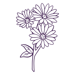 Arte de línea de icono de flores de margaritas simples Diseño PNG