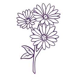 Arte de linha de ícone de flores de margaridas simples Desenho PNG Transparent PNG