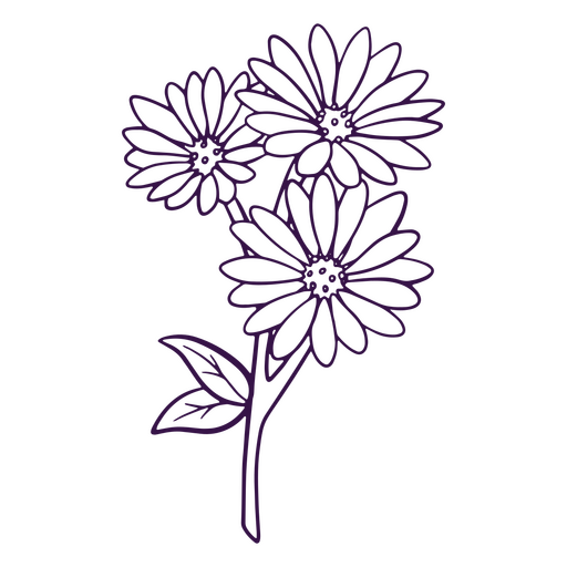 Arte de linha de ícone de flores de margaridas simples Desenho PNG