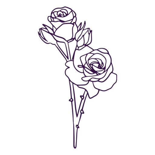 Roses flowers icon line art PNG Design