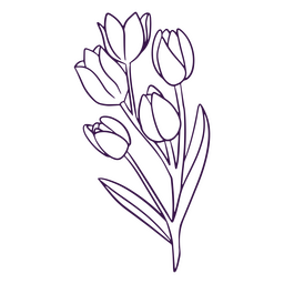 Arte de linha de ícone de flores de tulipas Desenho PNG Transparent PNG