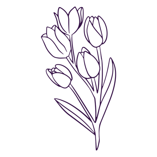 Arte de línea de icono de flores de tulipanes Diseño PNG