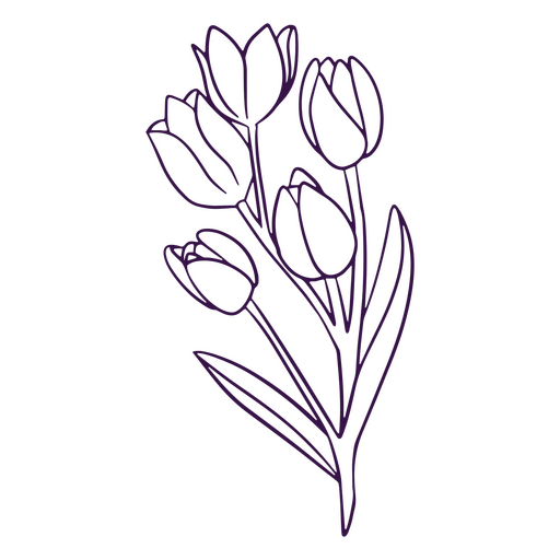 Arte de linha de ícone de flores de tulipas Desenho PNG