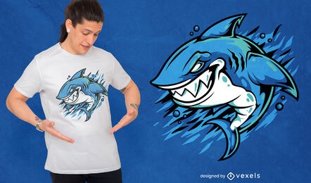 Design de camiseta de animal marinho de tubarão irritado