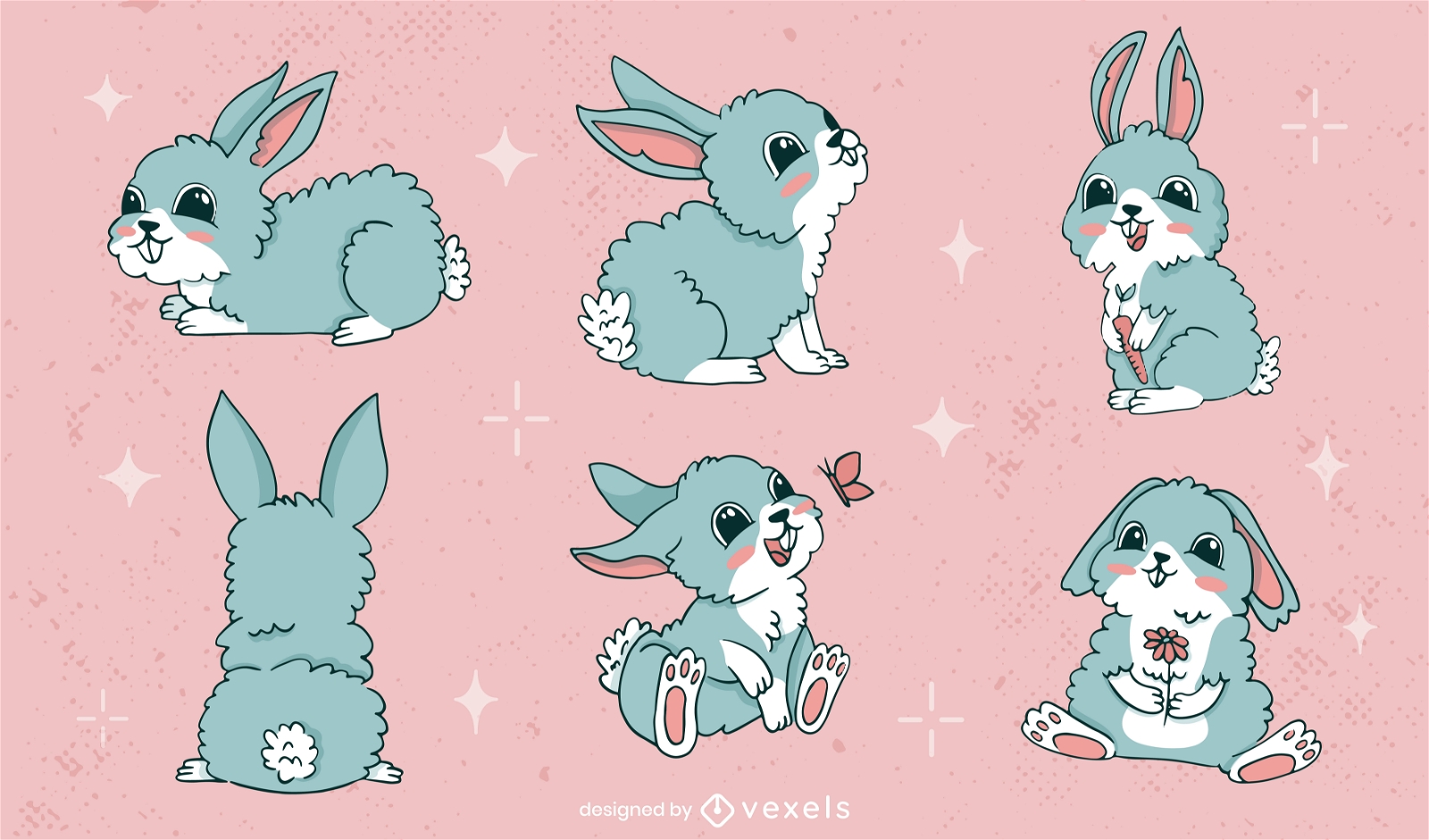 Cute bunnies character set