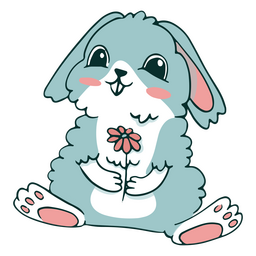 Animal de desenho bonito de flor de coelho Desenho PNG