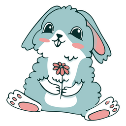 Bunny flower cute cartoon animal PNG Design
