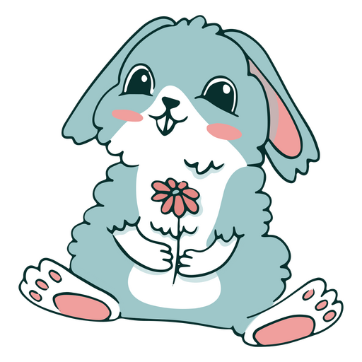 Animal de desenho bonito de flor de coelho Desenho PNG