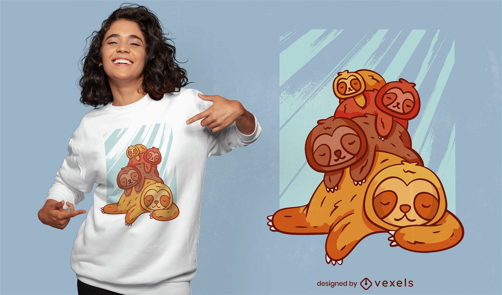Sloth animals sleeping t-shirt design