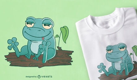 Divertido animal de rana en diseño de camiseta de registro