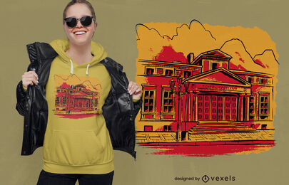 Classical low building in city t-shirt design