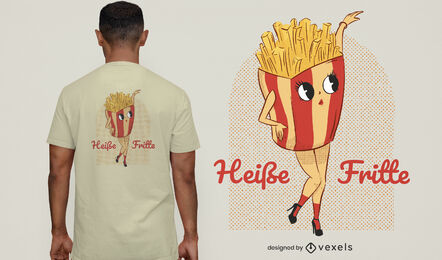 Pommes-Frites-Box mit Bein-T-Shirt-Design
