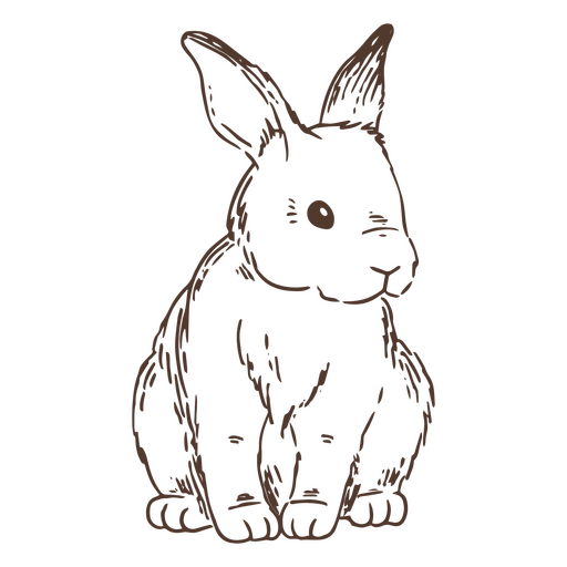 Animal de coelho sentado desenhado ? m?o Desenho PNG