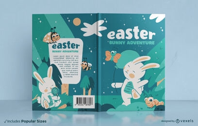 Diseño de portada de libro de conejito de Pascua