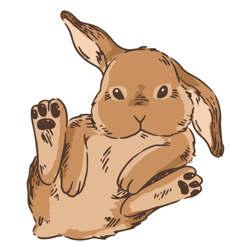 Animal conejo sentado dibujado a mano Diseño PNG