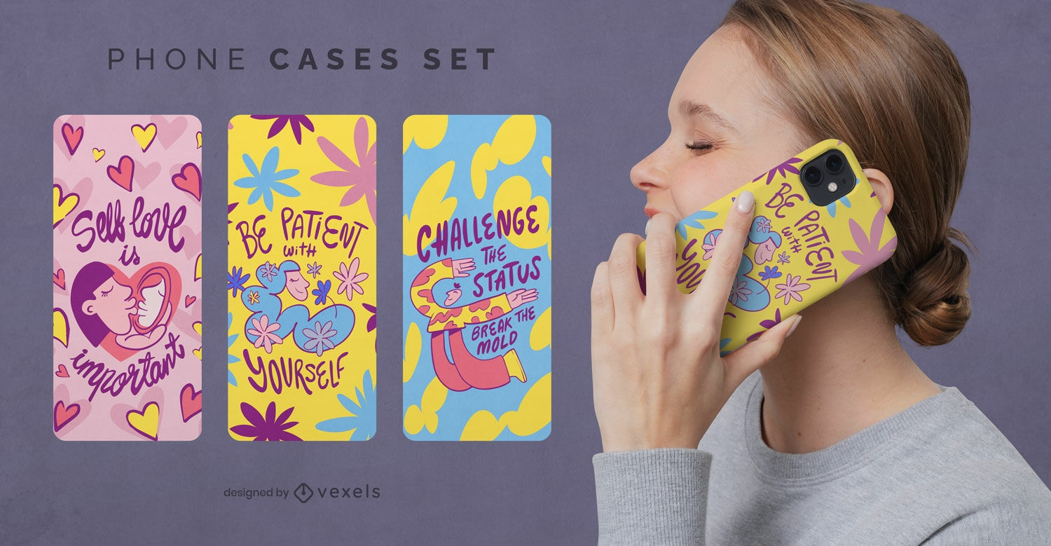 Self love cartoon phone cases set