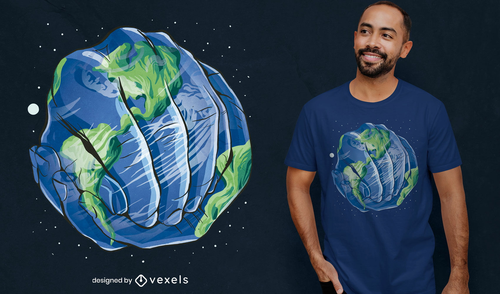 Design de camiseta de mãos de terra