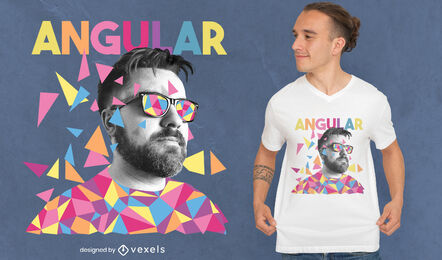 Man with sunglasses geometric t-shirt psd