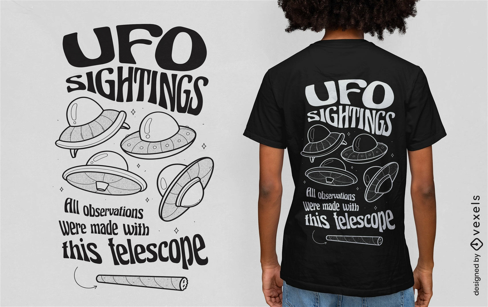 Ufo e design de camiseta conjunta