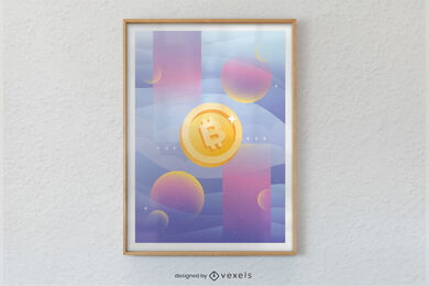Cryptocurrency logo floating in space poster design