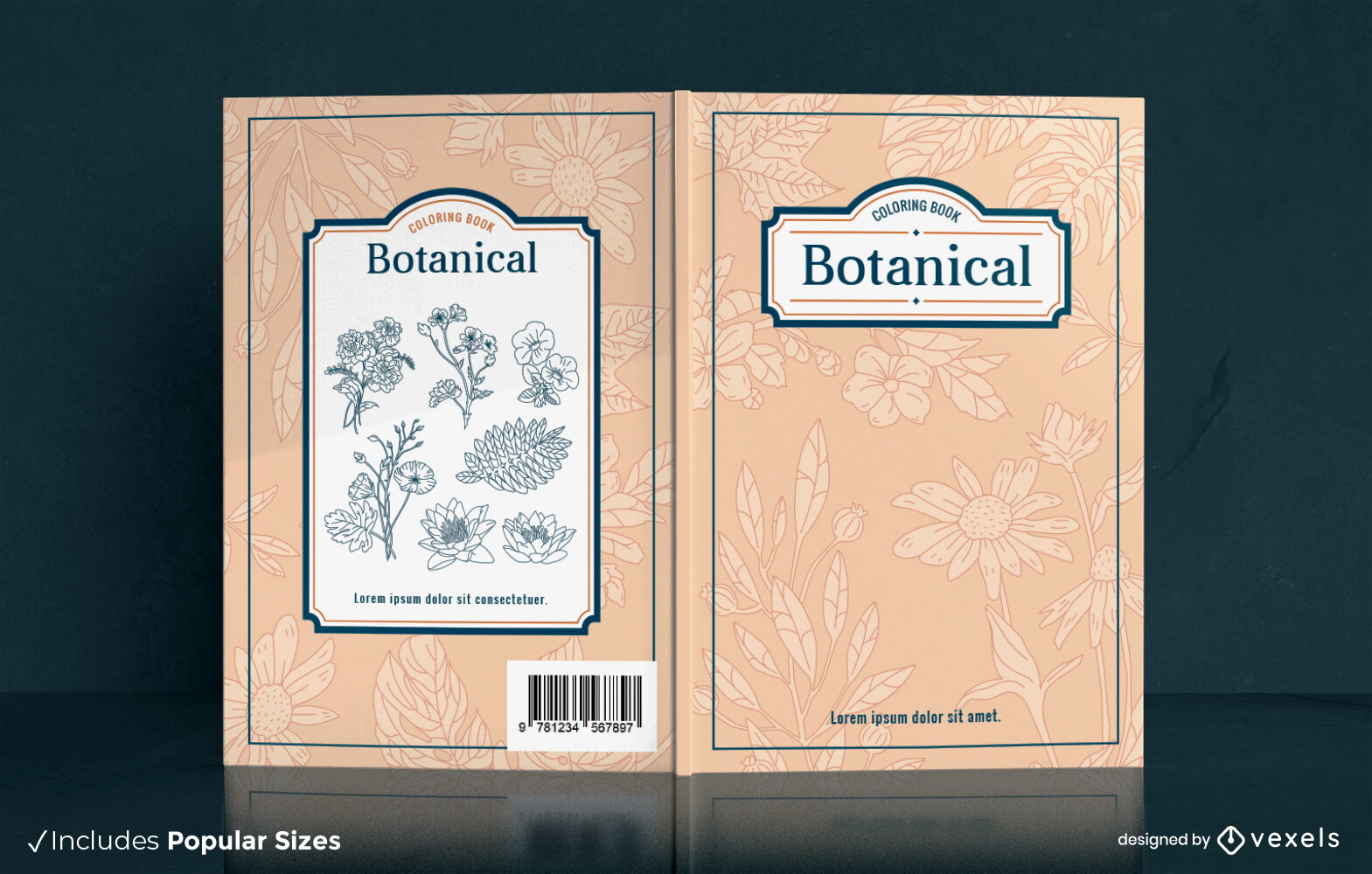 Diseño de portada de libro de flores botánicas.
