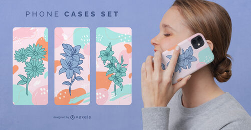 Conjunto de capas de telefone flores silvestres