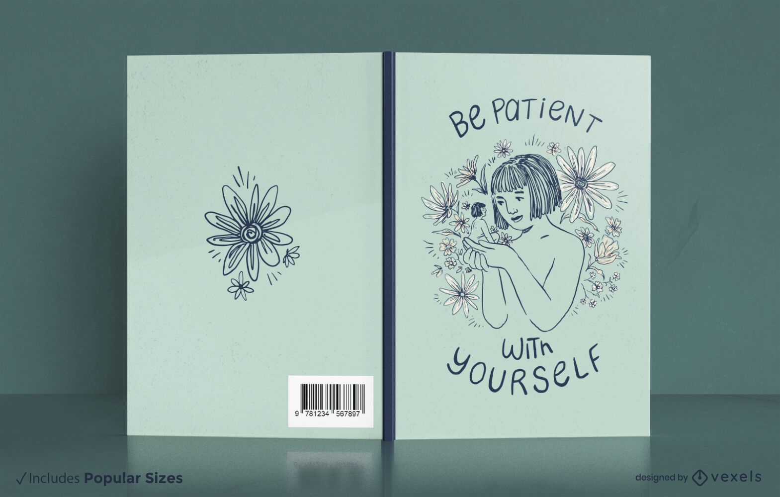 Diseño de portada de libro de niña floral