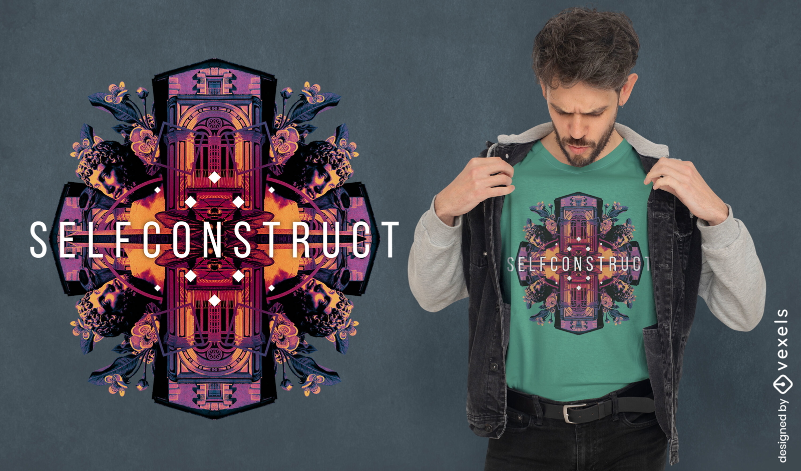 Statuen-Kaleidoskop-T-Shirt-Design