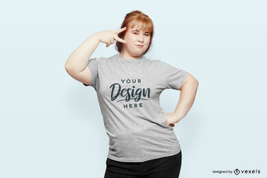 Woman peace sign t-shirt mockup