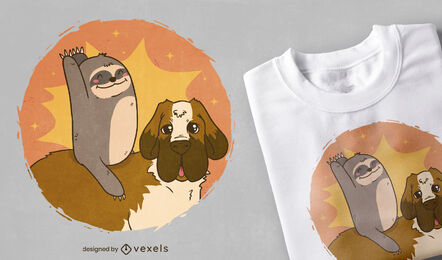 Happy sloth on dog t-shirt design