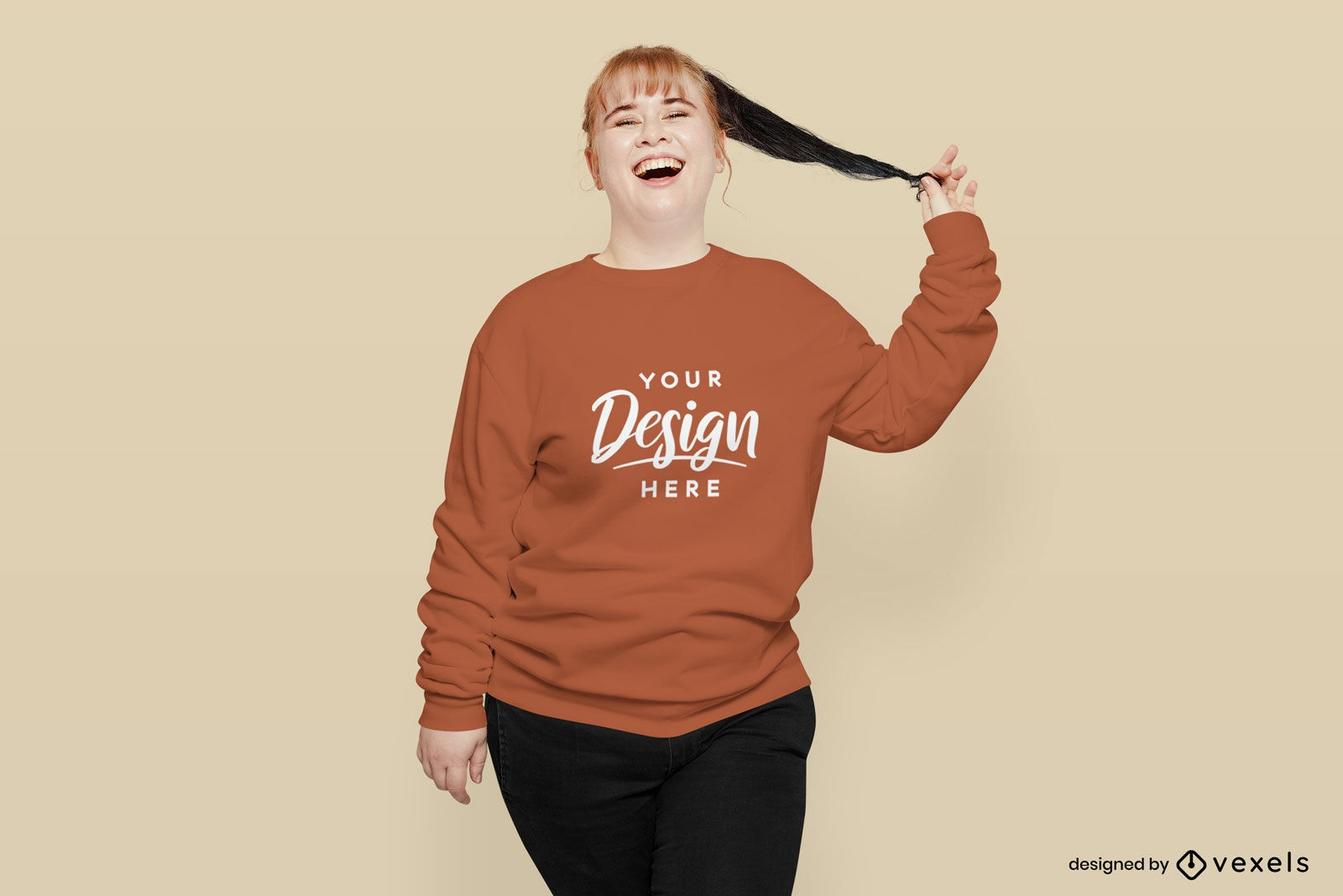 Woman with ponytail mockup design