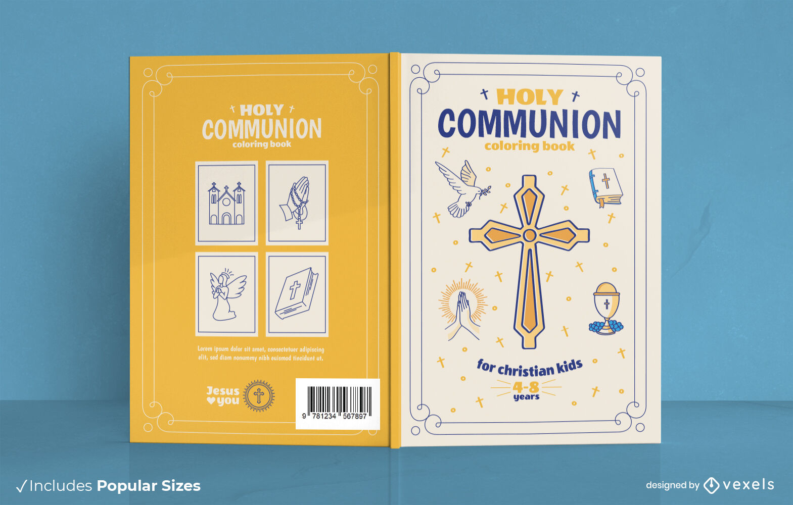 Diseño de portada de libro de comunión cristiana.