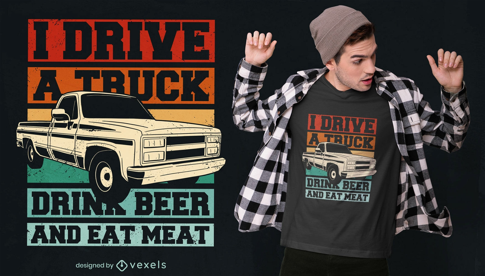 Pick up design de t-shirt de transporte de caminhão